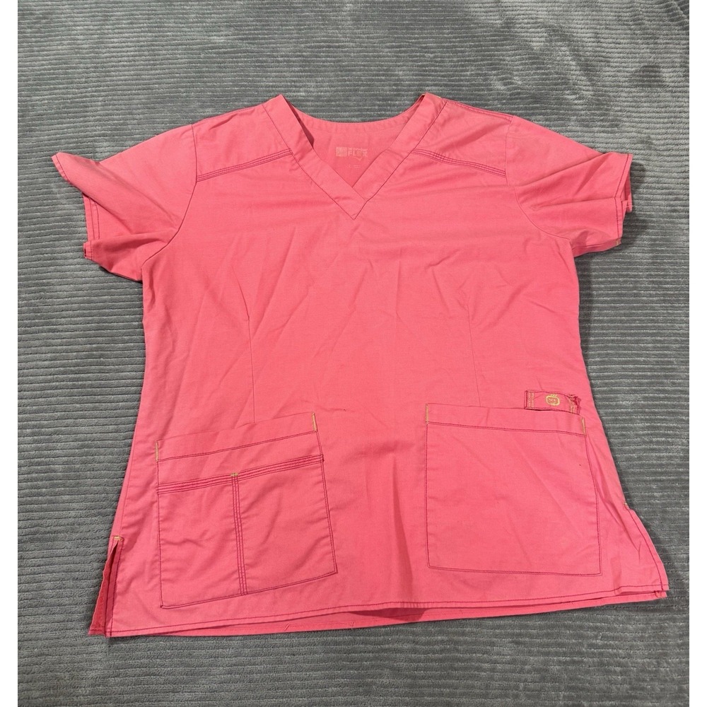 Woman's Pink Large WonderFLEX Verity V-Neck Scrub Top